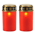 Miniatyrbillede 1 af 5: 2 stk Udendørs Begravelsesritual Vandafvisende Lys Lampe Solcelledrevet Elektrisk Lampe Jikaix R Ed without Ground Insertion