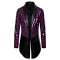 Miniatyrbillede 4 af 4: Mænds Skinnende Sequin Glitter Besat Blazer Jakke Mænds Natklub Prom Suit Blazer Suit Homme Sangers Scene Tøj Smoking Ny Lilla Purple S