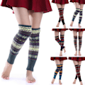 Pikkukuva 2 / 5: Chic Leg Warmers Crocheted Legging Fair Knee High Knitted Warmer Stocking - varastossa Greyish green