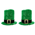 Miniatyrbillede 2 af 3: 3 stk. Patricks Day Hatte Grønne Hatte Party Scene Performance Hatte Fløjlshatte 2 stk 31X24CM 2 stk 2 pcs 31X24CM