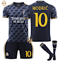 Pikkukuva 7 / 11: 23-24 Real Madrid vierasjalkapalloasu No. 7 Vinicius 5 Bellingham 10 Modric lasten pelipaita setti Size 4 Protective Gear with Socks XL