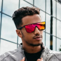 Miniatyrbilde 3 av 7: 2024 Hot Pink Speilkule Stilig Strand En-Del Solbriller Unisex Trendy Menn Sports Solbriller 2024 Skygge For Reise Red/black