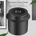 Miniatyrbillede 5 af 5: Pop-up skrivebords indbygget hurtig trådløs oplader med USB-port