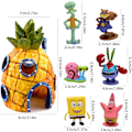Miniatyrbillede 2 af 5: WideSmart 7st Aqua Ornamenter, Spongebob Akvarie Dekoration Akvarie Ornament Akvarie Dekoration Resin Akvarie Ornament Akvarie Ananas