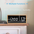 Miniatyrbild 2 av 4: Trädigital väckarklocka, USB-driven elektronisk väckarklocka med snooze-funktion, LED-display för tid, temperatur och luftfuktighet