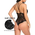 Pikkukuva 2 / 5: Naisten Snap Open Crotch Alusvaatteet Seksikäs Pitsi Body Deep V Teddy