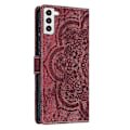 Miniatyrbillede 3 af 4: Frosted Læder Etui til Mandala Emed Retro Telefon Rød(FQ) For Samsung Galaxy S22+ 5G Red