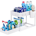 Miniatyrbild 1 av 5: 1-pack kök under diskho förvaring, 2-nivå under diskho hylla med utdragbar låda, mångsidig badrum under diskho förvaring för Cou White White 1