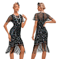 Miniatyrbilde 4 av 7: Plus Size 1920-talls Flapper Retro Kjole Great Gatsby Fest Tassel Perlebesatt Charleston Dansekjole Cocktailfest Aftenkjole kjole bare dress only XL