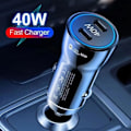 Pikkukuva 4 / 5: USB C Nopea Auton Laturi 40W 3.0 PD Type C Auton Sovitin iPhonelle Musta 1kpl-WELLNGS