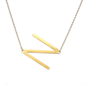 Miniatyrbild 1 av 4: Halsband med stort initialhänge i guldpläterat rostfritt stål N