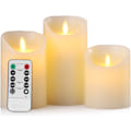 Miniatyrbillede 2 af 5: Batteridrevne Søjler af Ægte Voks med Flammefrit Lys og Flimrende LED-Lys