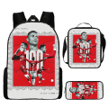 Pikkukuva 1 / 5: 3-osainen Messi ja Ronaldo reppusetti, opiskelijan jalkapalloreppu, 3D-tulostettu reppu style 8