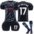 Miniatyrbilde 1 av 2: 23-24 Manchester City Borte Fotballdrakt Barn Nr. 17 De Bruyne NO.17 18