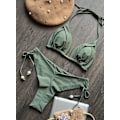 Pikkukuva 1 / 7: 2023 Uusi Seksi Kolmio Uimapuku Naisille Brasilialainen Bikini Halter Uima-asu Push Up Uimapuku Metalliketjusetti CS04