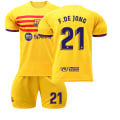 Miniatyrbilde 1 av 11: Barcelona 2022-23 tredje borte drakt gul nr. 9 Lewandowski 6 Gavi fotballdrakt Catalonia-elementer Barcelona's three away games No. 21 #26