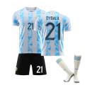 Pikkukuva 5 / 11: 2021 Argentiinan jalkapallopaita Maradona No. 10 Messi peli urheiluharjoittelu koti- ja vierasjalkapalloasu miesten puku No. 19 + Socks and Shin Guards Adult XL