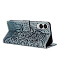 Miniatyrbillede 4 af 4: Frosted Læder Etui til Mandala Emed Retro Telefon B(FQ) For Samsung Galaxy S25 Edge 5G Blue