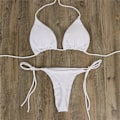 Pikkukuva 1 / 3: Naisten erittäin ohut joustava stringibikinisetti, seksikäs yksivärinen uimapuku, side-tyylinen brasilialainen uima-asu C XL(FQ) XL White