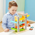 Miniatyrbillede 4 af 5: Træbilrampe Racetrack Legetøj Toddler Playset Udskiftningsbiler 12-pak
