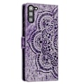 Miniatyrbillede 3 af 4: Frosted Læder Etui til Mandala Emed Retro Telefon Lilla(FQ) For Samsung Galaxy S23 5G Purple