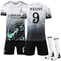 Miniatyrbild 1 av 2: 2024-2025 Real Madrid Barn Vuxen Specialutgåva Fotbollströja Med Strumpor Nr.9 Mbappé Nr.9 Mbappé No.9 Mbappe XS