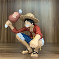 Miniatyrbillede 2 af 5: NAA One Piece Luffy Sidder og Spiser Kød PVC Actionfigur Monkey D Luffy Statue Zoro Sanji Kaidou Samlemodel Dukke Legetøj Gave