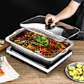 Miniatyrbilde 4 av 5: Rustfritt stål matbrett med håndtak Rustfritt holdbart matlagringsskuff for hjemmekjøkkenet Large Tray