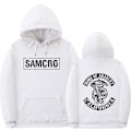 Pikkukuva 1 / 5: Sons Of Anarchy Samcro Huppari Kaksipuolinen Painatus Huppari Paidan Yläosa Valkoinen White M