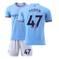 Miniatyrbilde 7 av 11: Manchester City Hjemmefotballdraktsett 22-23 Nr. 17 De Bruyne Nr. 9 Haaland 47 Foden 7 Sterling No. 10 w/ Socks + Protective Gear #16