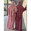 Miniatyrbild 5 av 5: Ramadan Eid muslimsk kvinnlig Jilbab 2-delad Abaya med Hijab Lång Khimar Niqab Set Overhead Bönklänning Islam Outfit Djellaba Burka Marinblå Set XL-XXL