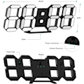 Miniatyrbillede 4 af 5: Sort 3D LED Digital Væg Ur Stort Lysende Alarm Ur Støj