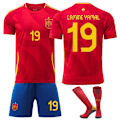 Miniatyrbillede 1 af 2: 2024 UEFA Europamesterskab Børnefodboldtrøje Sæt Spanien Hjemme nr. 19 LAMINE YAMAL Hjemme Home 26