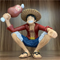 Miniatyrbillede 3 af 5: NAA One Piece Luffy Sidder og Spiser Kød PVC Actionfigur Monkey D Luffy Statue Zoro Sanji Kaidou Samlemodel Dukke Legetøj Gave
