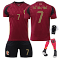 Miniatyrbild 1 av 3: 2425 Belgien fotbollströja hemmatröja DE BRUYNE Använd strumpor+Skyddsutrustning 28(150-160cm)