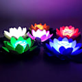 Miniatyrbillede 3 af 5: 18/28cm Kunstig Lotusblomst LED Flydende Pool Have Dam Flydende Blomsterlampe Jikaix Grøn Green 18 cm