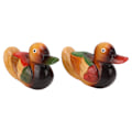 Miniatyrbillede 2 af 8: Håndmalede Træmandarinand Statuer Farveholdbare Sikre Farver Havefugl Statue Til Hjem Have Dekoration Gaver