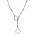 Miniatyrbillede 1 af 4: Hjerteformet O-Ring Slip Chain Halskæde til Kvinder Rustfrit Stål Cuban Chain Hjerteformet Halskæde Punk Rock Krage Halskæde Håndlavet Silver
