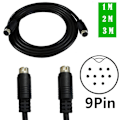 Pikkukuva 2 / 5: Mini Din 9-pin uros naar 9-pin uros o invoerkabel 1m 2m 3m Compat - Perfet Zwart Black 3M