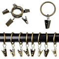 Miniatyrbilde 2 av 4: 40 stk. Gardinringer med klips 32mm Gardinringer med klips Gardinringer Metall Bronse Gardinkrok [Db]
