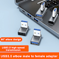 Pikkukuva 2 / 5: 90 astetta vasemmalle oikealle ylös ja alas kulma USB 3.0 A uros naaras Ex musta Black 2