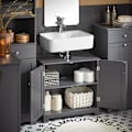 Miniatyrbillede 2 af 5: SoBuy håndvask underskab med 2 døre, badeværelsesskab, BZR18-DG Grå Grey Sink cabinet (on wall)