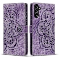 Miniatyrbillede 1 af 4: Frosted Læder Etui til Mandala Emed Retro Telefon Lilla(FQ) For Samsung Galaxy S23 FE 5G Purple