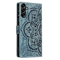 Miniatyrbillede 3 af 4: Frosted Læder Etui til Mandala Emed Retro Telefon Blå(FQ) For Samsung Galaxy S25+ 5G Blue