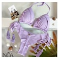 Pikkukuva 2 / 7: 2023 Uusi Seksi Kolmio Uimapuku Naisille Brasilialainen Bikini Halter Uima-asu Push Up Uimapuku Metalliketjusetti CS04