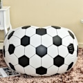 Miniatyrbillede 3 af 5: Oppustelig sofa oppustelig flokket lat sofa sækkestol fodbold design oppustelig stol fodbold luftventilator strandstol udendørs indendørs