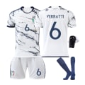 Pikkukuva 2 / 11: 23-24 kauden Euroopan Cup Italian vierasjalkapalloasu 6 Verratti 1 Donnarumma 18 Barella paita No number socks M