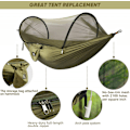 Pikkukuva 4 / 5: Ultralight Travel Hammock Mosquito Net Hammock | Kantavuus 300 kg, hengittävä nylon | Mukana 2 korkealaatuista karabiinia, 2 nylo Army Green
