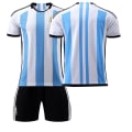 Miniatyrbilde 6 av 11: Fotballdrakt for Argentina VM 2022, Nr. 10 Messi, Hjemmedrakt, Ny Modell for Barn og Voksne No number socks Size M