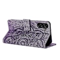 Miniatyrbillede 4 af 4: Frosted Læder Etui til Mandala Emed Retro Telefon Lilla(FQ) For Samsung Galaxy S23 FE 5G Purple